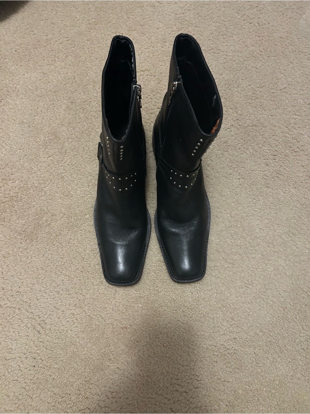 Harley-Davidson Black Studded Leather Ankle Boots